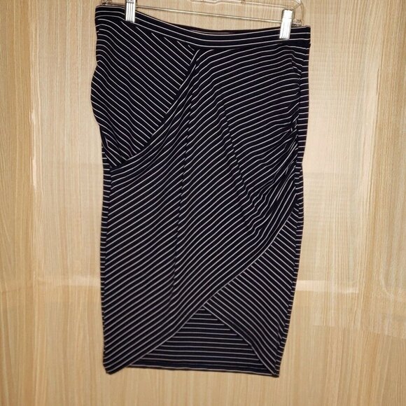 Leith Blue Striped Knit Stretchy Pencil Skirt - Picture 1 of 6